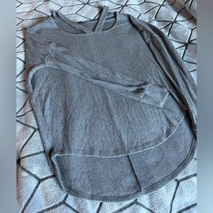 Express | Grey Ribbed Long Sleeve